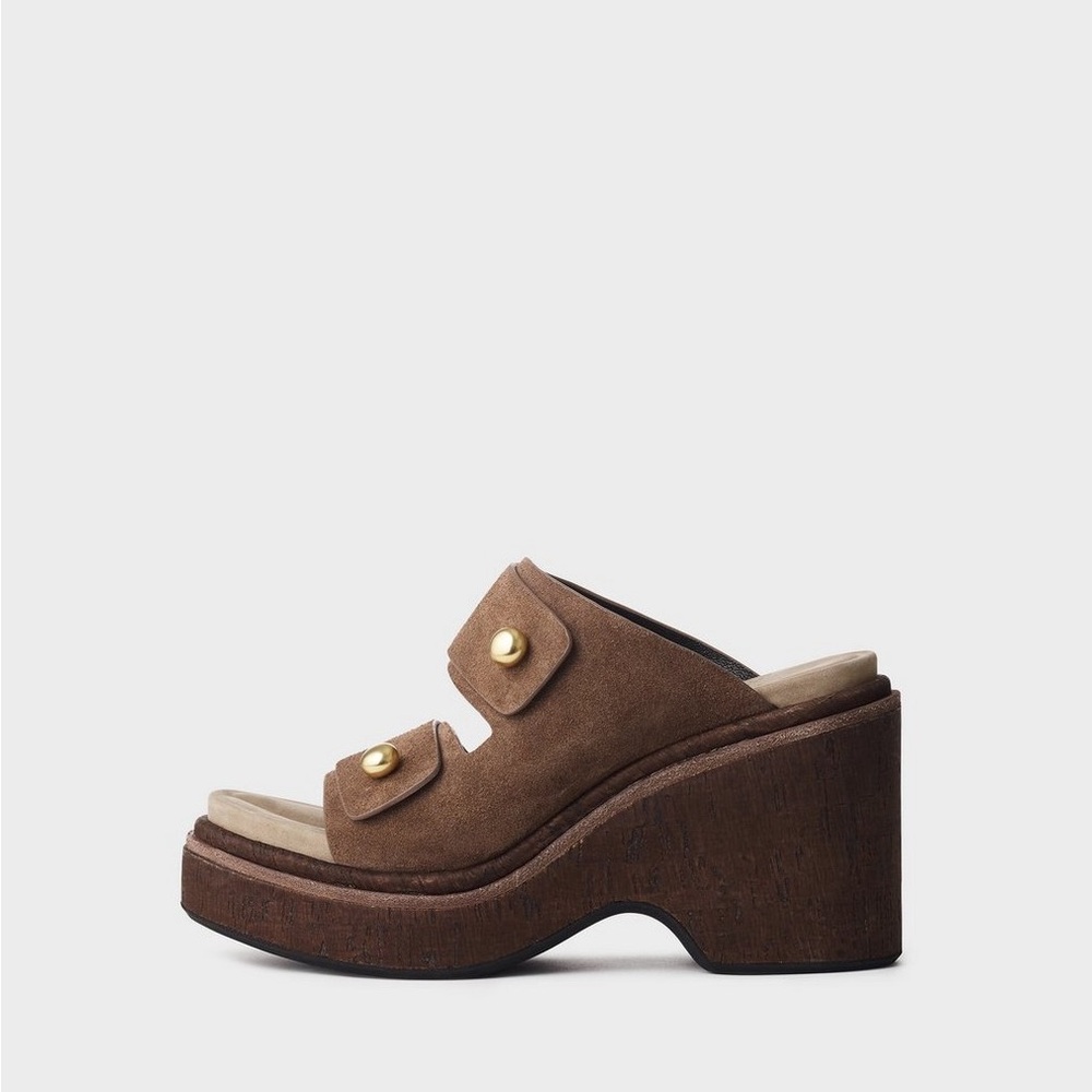 Rag & Bone Brown Leather Mules with Chunky Heel